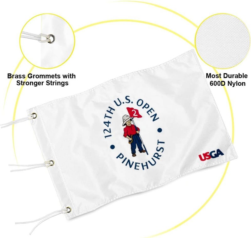 2BUT 2024 US Open Pinehurst Golf Pin Flag Practic Putting Green Golf Flag For Backyard Garden Double-Sewn 600D Nylon Miniature Pin Flag (white 20"x13" Grommet) - Image 3